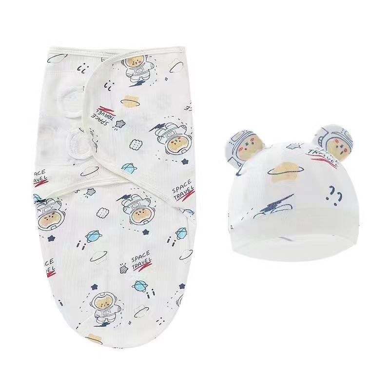 Bedong Bayi topi bayi baby swaddle selimut bayi Swaddle me Instan newborn blanket wrap zip instant swaddle