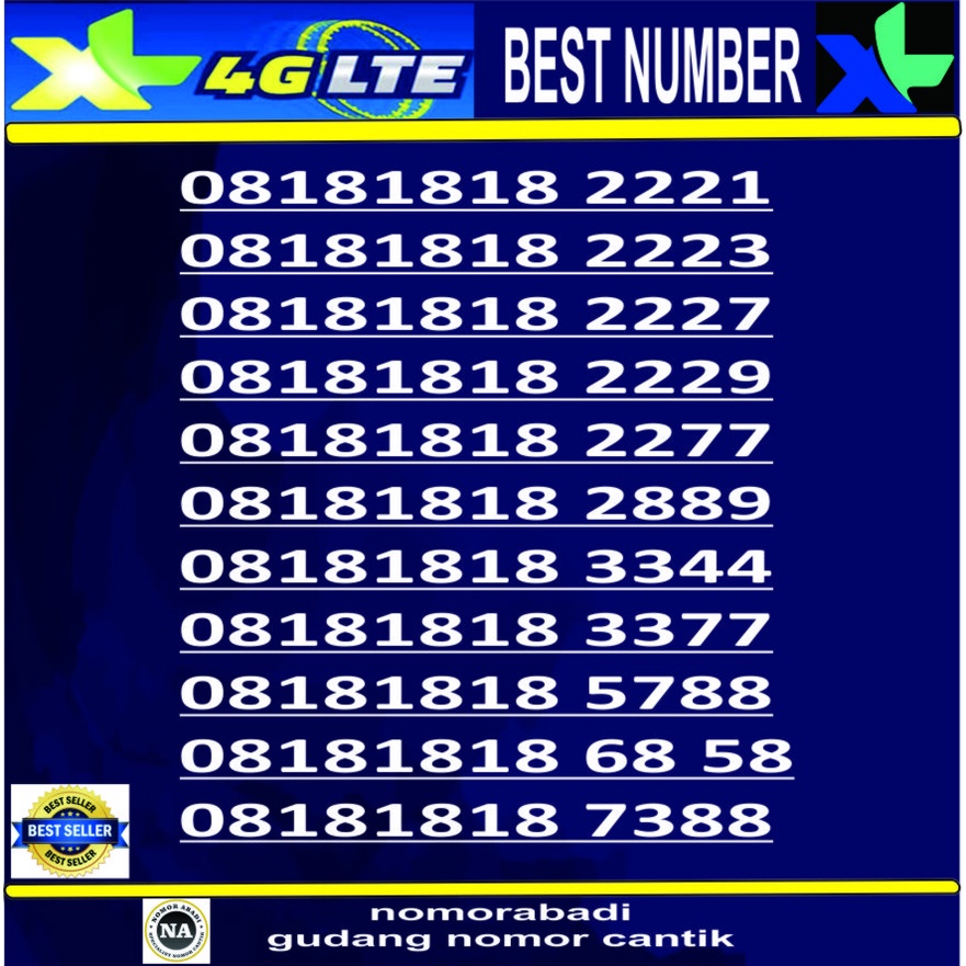 NOMOR CANTIK XL 4G 0818 1818 XXXX H1000
