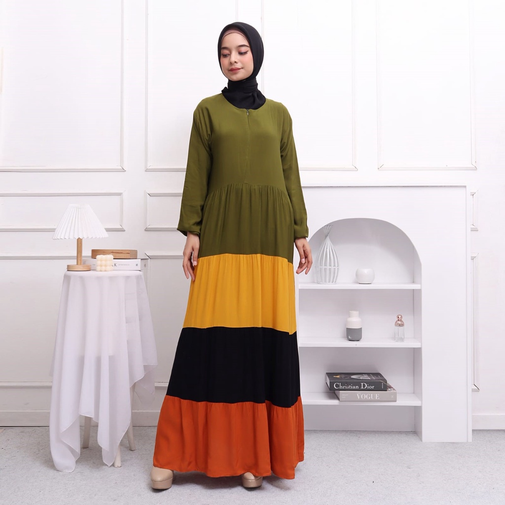 (COD/BAYAR DI TEMPAT) Raimbow Gamis adem Dress Wanita Fashion Muslim