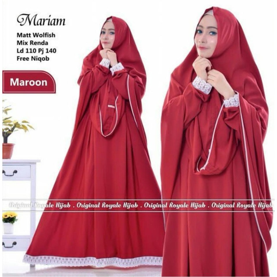 MARIAM SYARI Bahan Wolfice (Free Hijab / Khimar) Gamis Modern Wanita Baju Panjang Stelan Syari