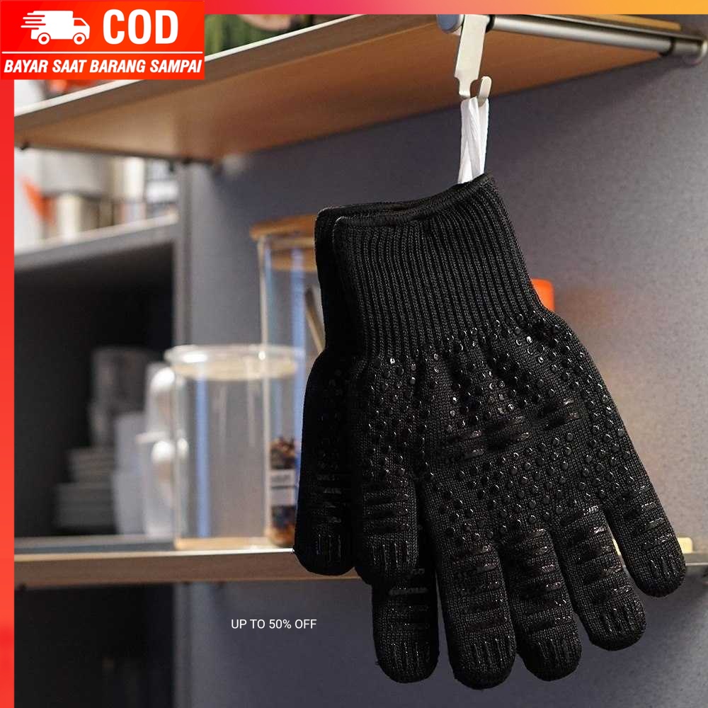 (100% BARANG ORI) Weibolshout Sarung Tangan Anti Pisau &amp; Panas Heat Resistant Oven W43