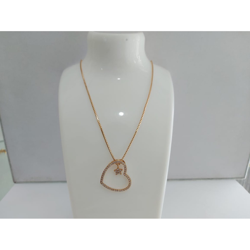 Kalung Tembaga Lapis Emas Liontin Love Mata