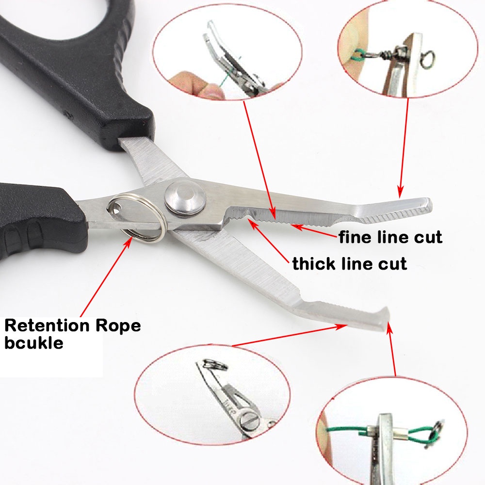 REBUY Stainless Steel Fishing Tools Survival Tackle Tool Kits Fishing Scissors Convenient Hook Multi Tool Pliers Line Cutter Lure Bait Scissor/Multicolor