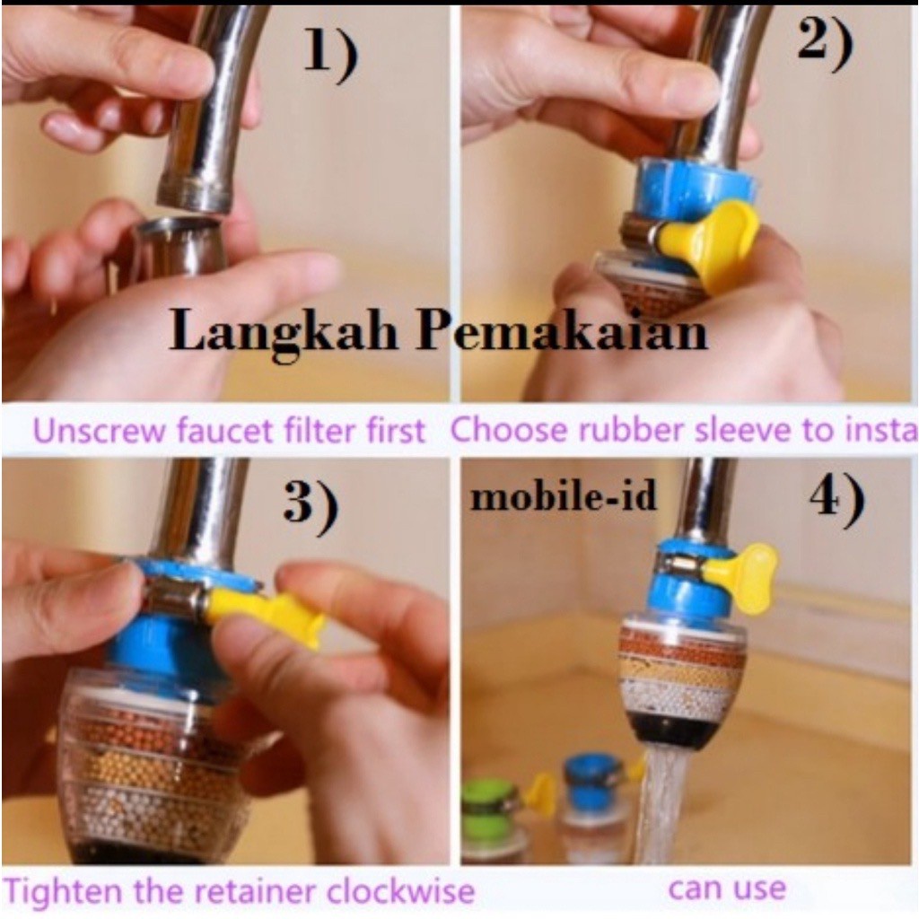 Sambungan Kran filter air saringan 6 lapis batu-kepala keran air  tembok wastafel cuci tangan piring 6lapis