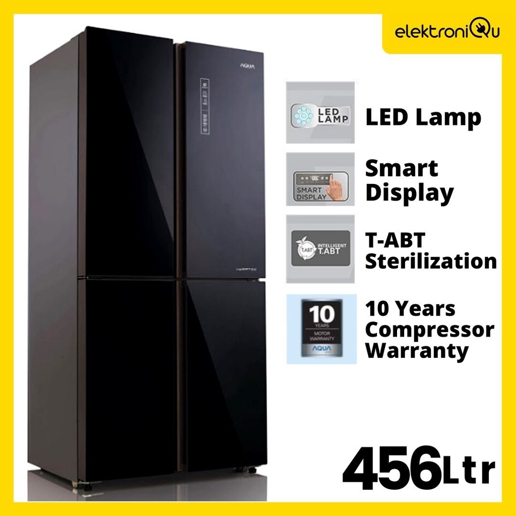 LEMARI ES AQUA AQR-IG525AM KULKAS 4 PINTU AQUA 456 LITER INVERTER MULTI DOOR AQUA JAPAN FREE E-VOUCH