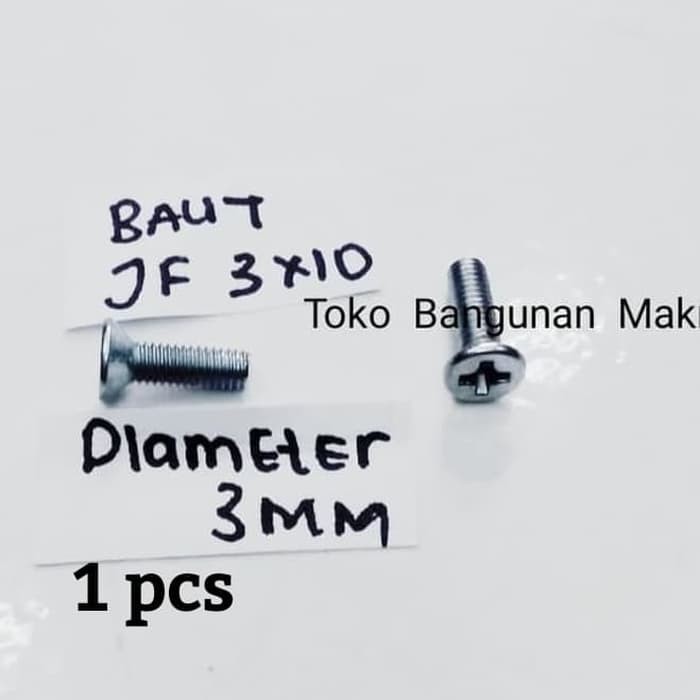 Baut Putih M3x10 Baut JF3x10 Kepala Obeng isi 10 pcs
