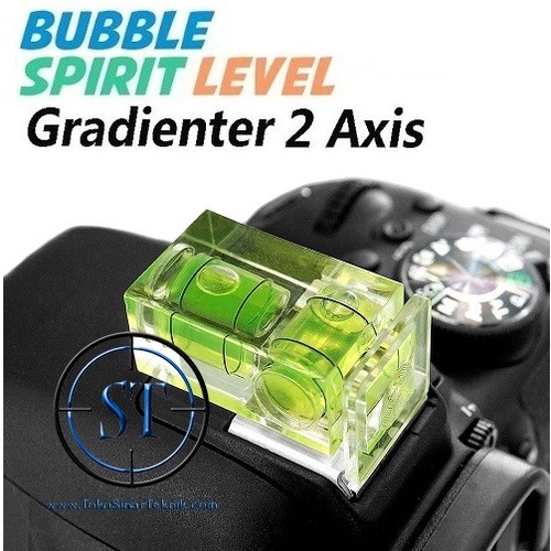 Bubble Spirit Hot Shoe Fixed Level 2 Axis Gradienter for Canon, Nikon Waterpass Kotak Round Kemiringan Ukur Cair