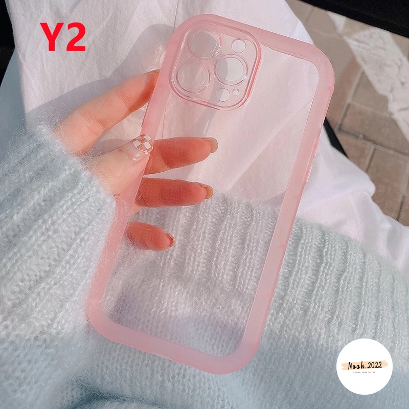 Case Pelindung Lensa Transparan Warna Macaron Fluorescent Untuk IPhone XR Xs Max X 11 12 Pro Max