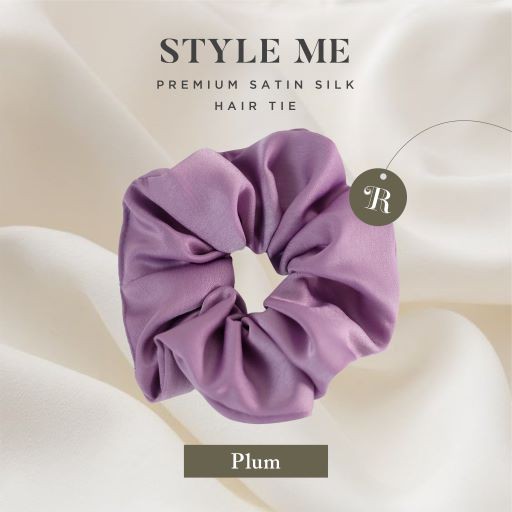 Scrunchies Premium Satin Silk MAXI The Rituale | Ikat Rambut Kuncir Hijab Cepol | Anti Rontok Pusing-Plum