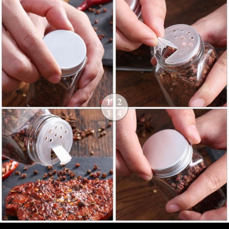 Spices jar kaca tempat bumbu dapur five spice bahan masak penyimpanan