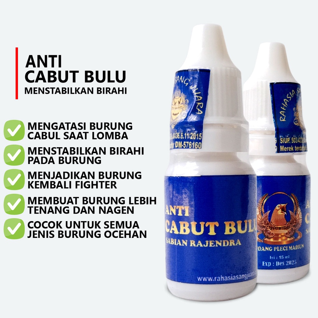 ANTI CABUT BULU BURUNG | OBAT PENURUN BIRAHI BURUNG MENGATASI CABUT BULU LOVEBIRD MURAI BATU PLECI CUCAK IJO