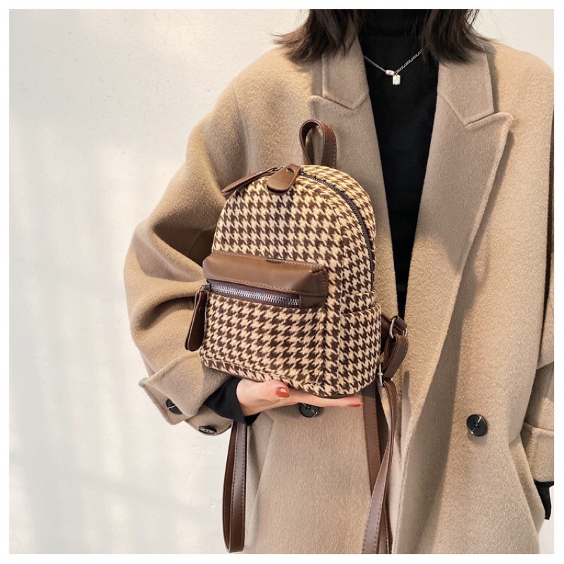 SG7869 syafniegalery Velvet SQ Pattren Mini Bakcpack import tas gendong wanita tas punggung 7552 3278