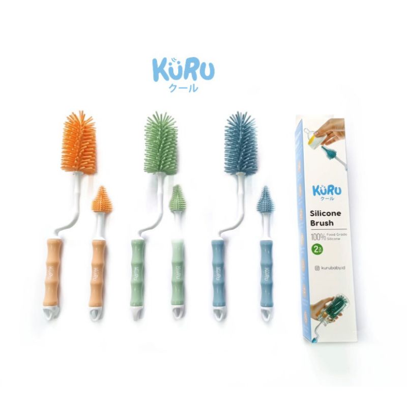 Kuru Silicone Bottle and Nipple Brush / Sikat Silikon Botol dan Dot