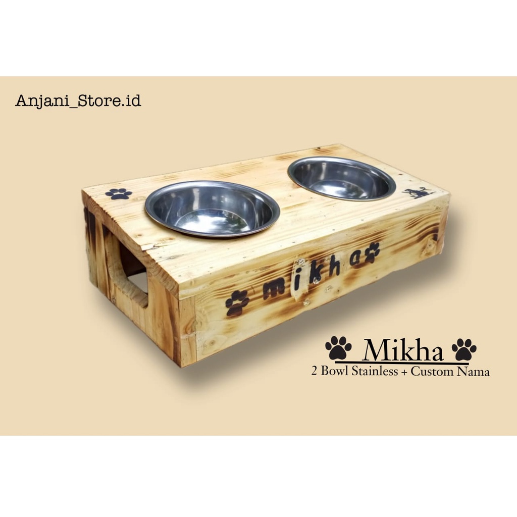 TEMPAT MAKAN KUCING DAN ANJING STAINLESS - COSTUM NAMA