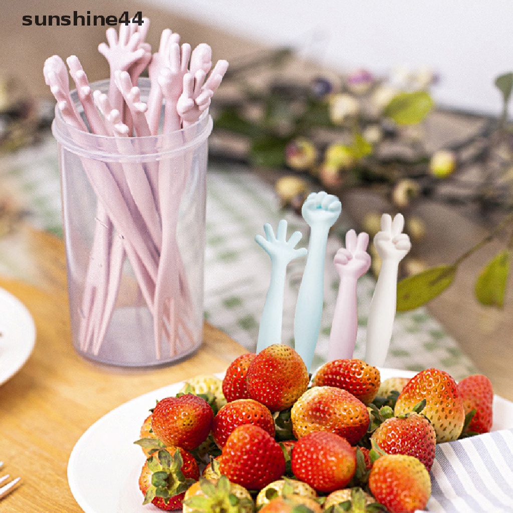 Sunshine 6Pcs Garpu Buah / Kue / Dessert Bentuk Lucu Untuk Pesta