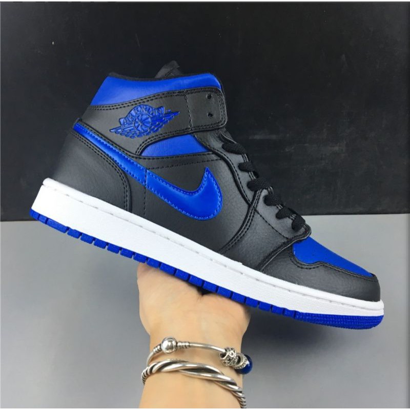 NIKE AIR JORDAN 1 MID BLACK HYPER ROYAL