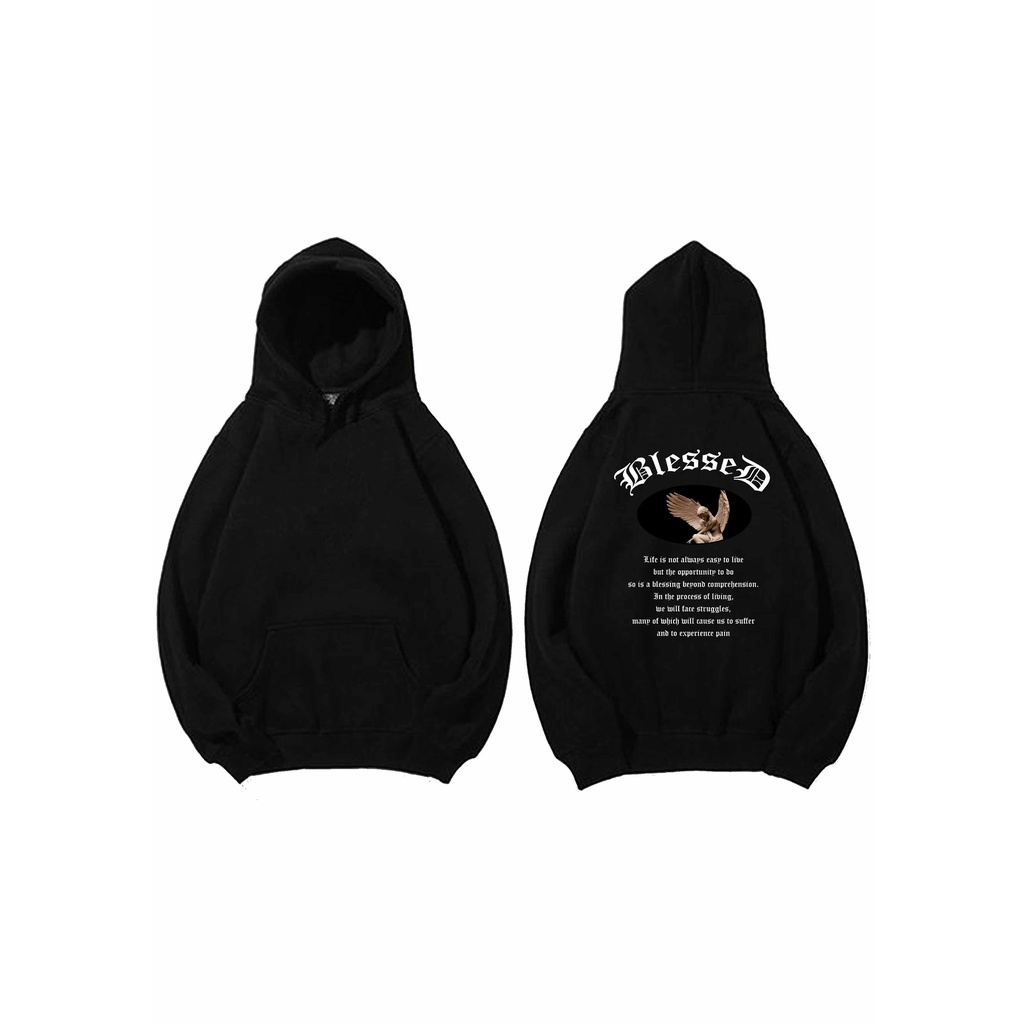 Hoodie Blessed Sweater Pria Fleece Size M - XXL