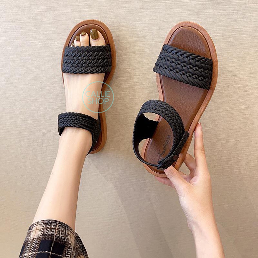 Sandal Wanita Jelly Gladiator Motif Kepang Import 2028-B2 B3 SDKPG