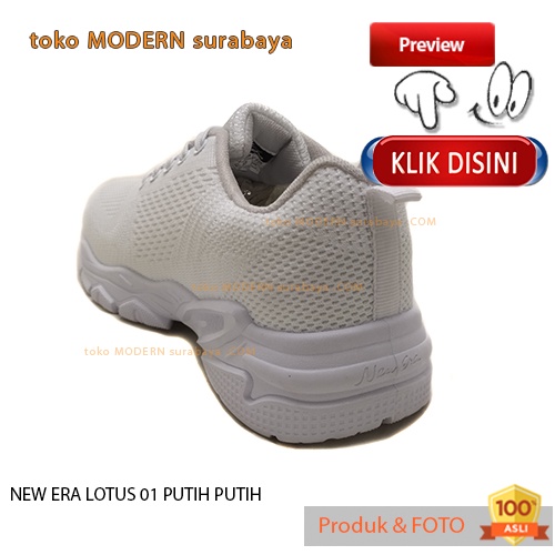 Sepatu wanita olahraga sneakers kets tali NEW ERA LOTUS 01 PUTIH PUTIH