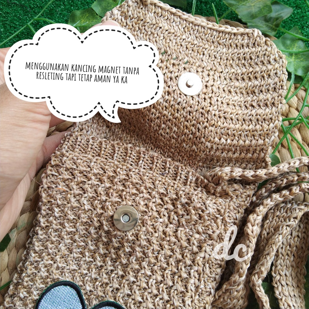 Tas hp rajut keroppy // slingphone karakter keropi rajut murah / tas selempang wanita