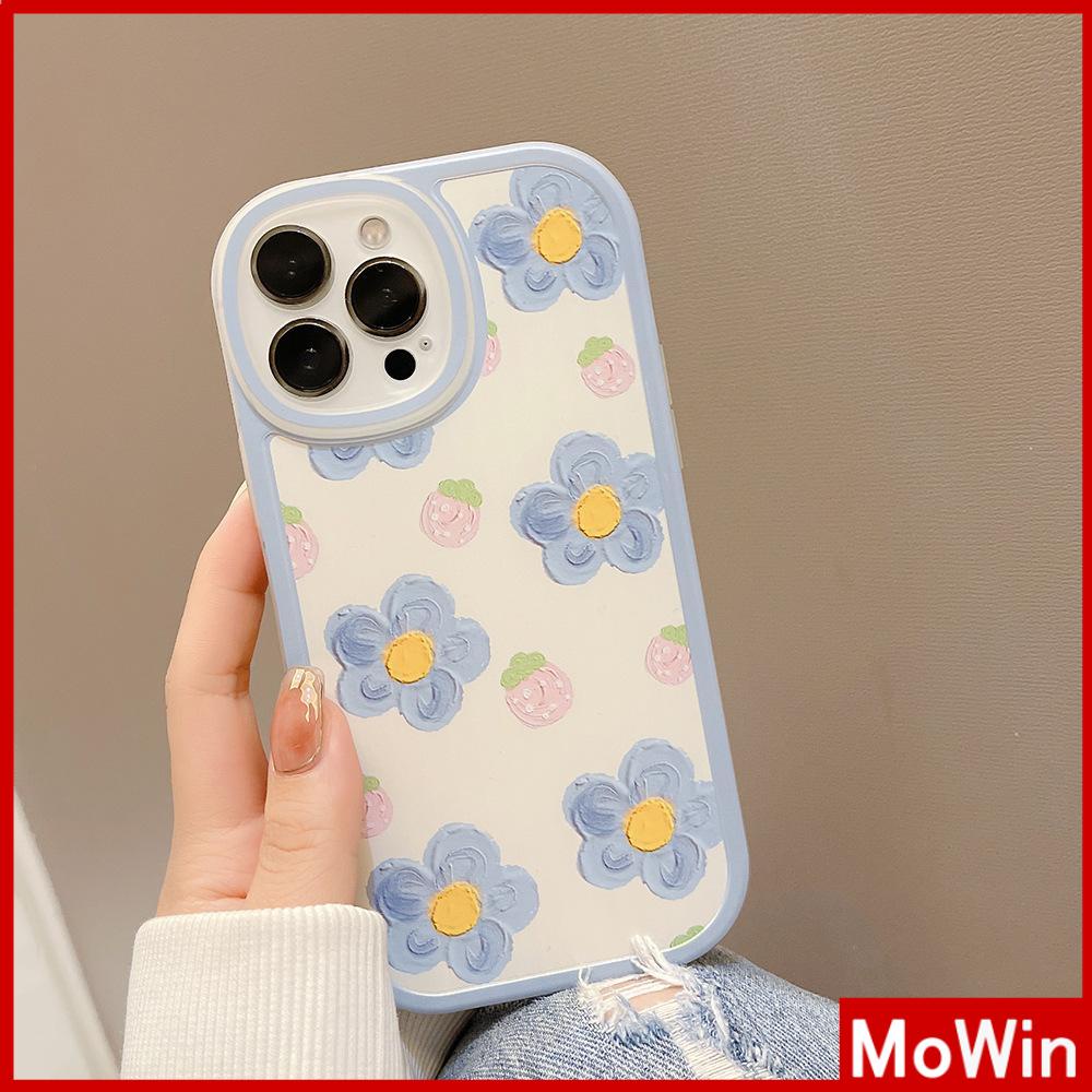 iPhone Case Silicone Soft Case Clear Case Thickened Airbag Shockproof Camera Full Coverage Protection Blue Flowers Cute For iPhone 13 Pro Max iPhone 12 Pro Max iPhone 11 7 Plus