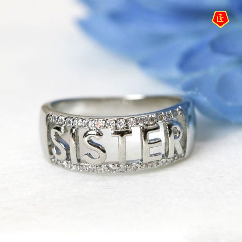 [Ready Stock]Simple Sister Letters Ring 14K Rose Gold