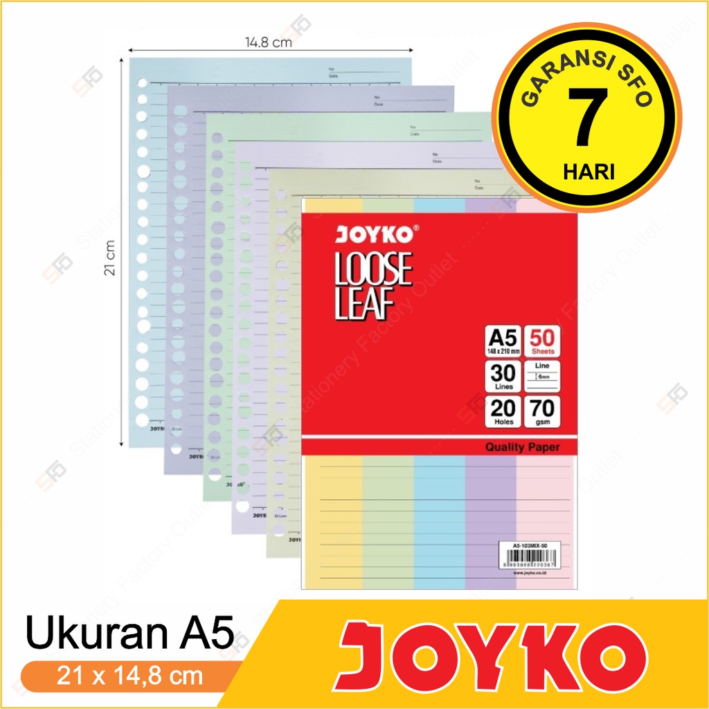 

Loose Leaf A5 Garis Warna Joyko isi 50 - 70 gram - SFO Semarang Official