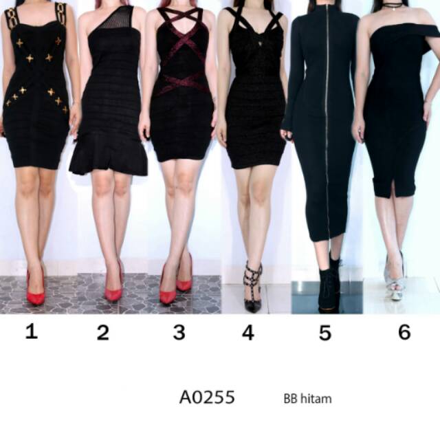Dress mini bb Hitam premium - mididress branded oneshoulder - dress pesta kondangan Bb bodycon A0255