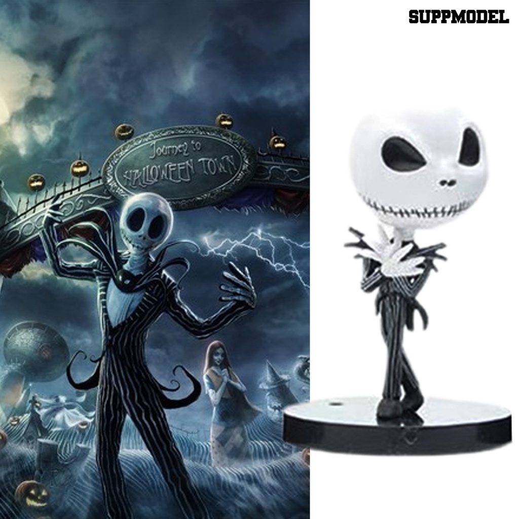 10pcs Miniatur Jack Skellington Bahan PVC Untuk Dekorasi Ruangan