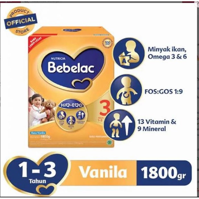 

Susu Bebelac 3 Rasa Vanila Box 1800 Gram