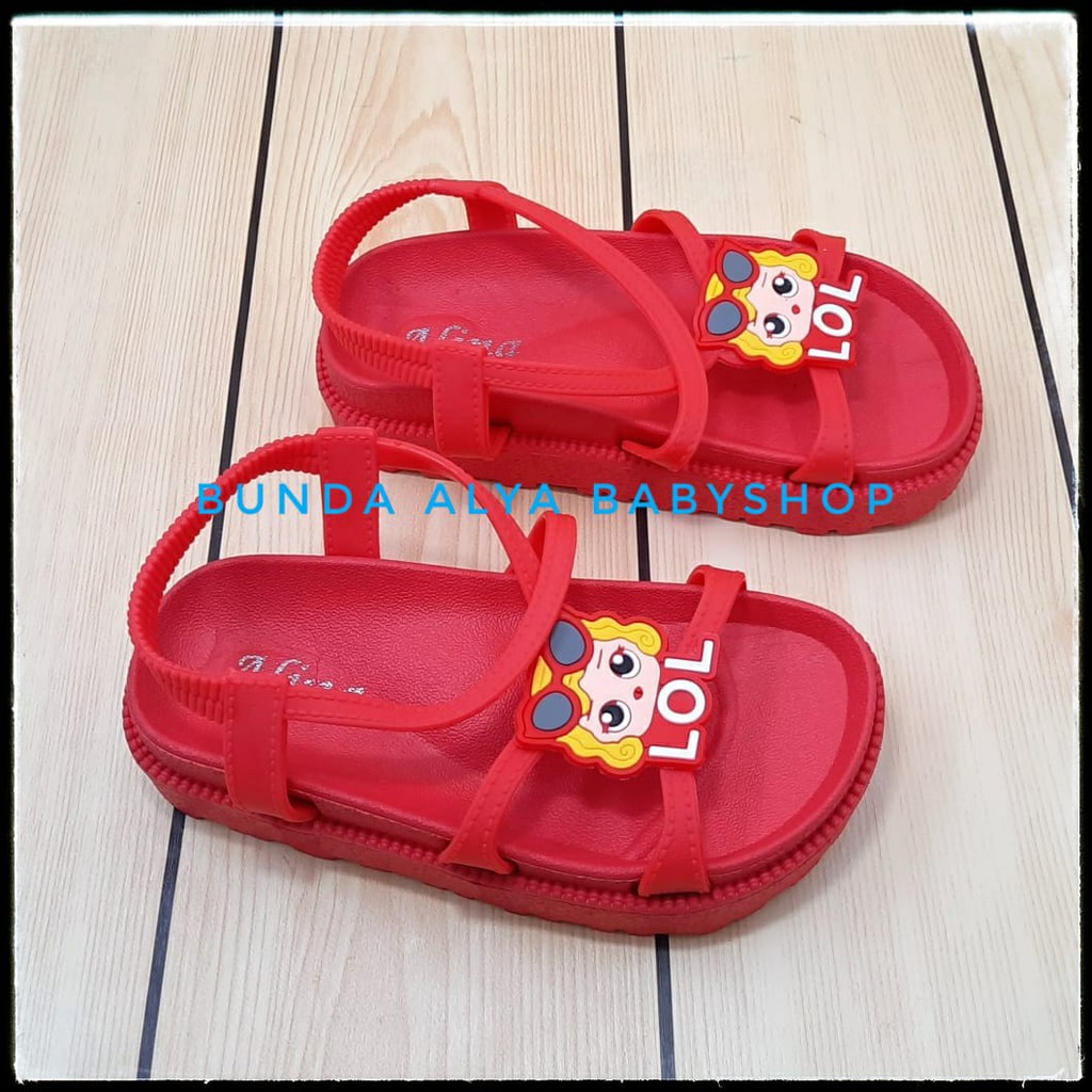 Sandal Anak Perempuan Jelly Usia 4 5 6 Tahun Tali Size 29 - 35 MERAH - Sendal Anak Cewek Karet Anti Licin