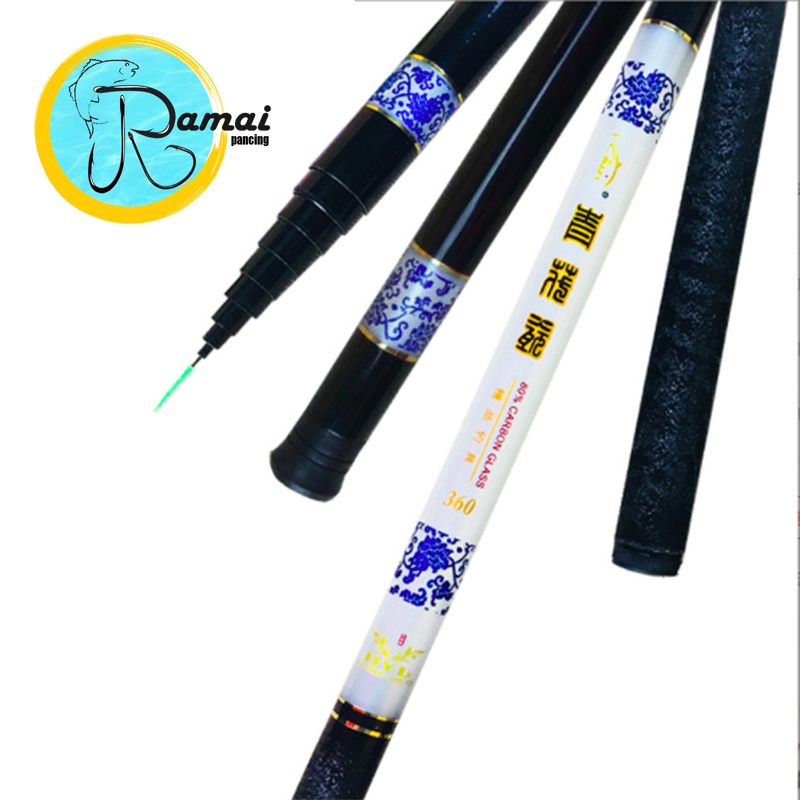 Joran Tegek Ramai Pancing Liuzi Batik Putih Glossy 360 450 540 Carbon Composite