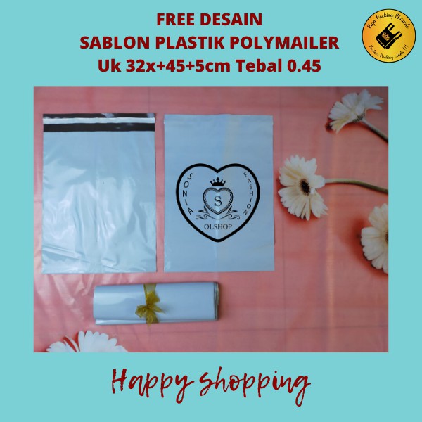 &lt;Free Desain&gt; Sablon Plastik Polymailer Uk 32x50 Plastik Sablon Polymailer Plastik Packing Jaket Plastik Packing Olshop Plastik Amplop Plastik Olshop