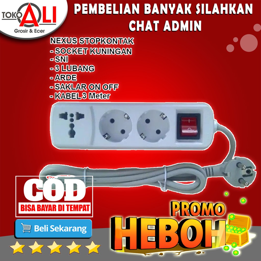 STOP KONTAK NEXUS 3 LUBANG Panjang Kabel 3 Meter / STOP KONTAK KABEL COLOKAN
