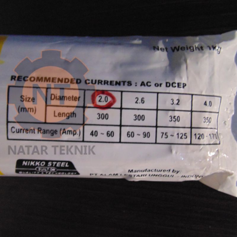 Kawat Las Stainless NSN 308 2.0mm Nikko Steel NSN-308 2,0mm (1Kg)