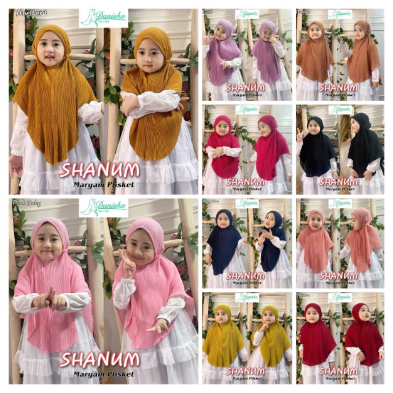 Jilbab Anak Shanum Maryam Plisket Kids Ori Danisha Hijab