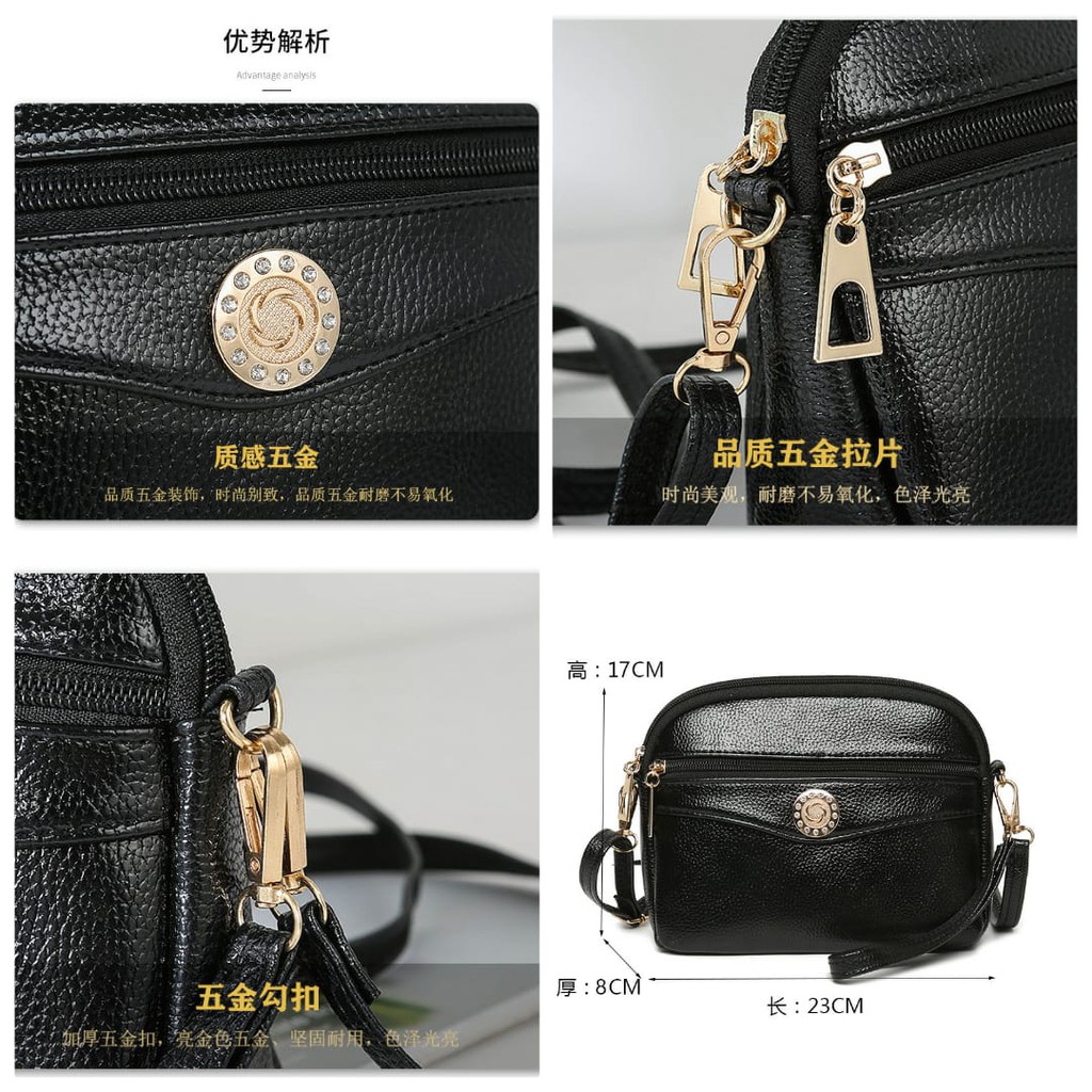 TAS SELEMPANG WANITA KULIT HITAM MURAH KECIL KOREA BRANDED FASHION BATAM IMPORT ELIBE TA211B5 PESTA