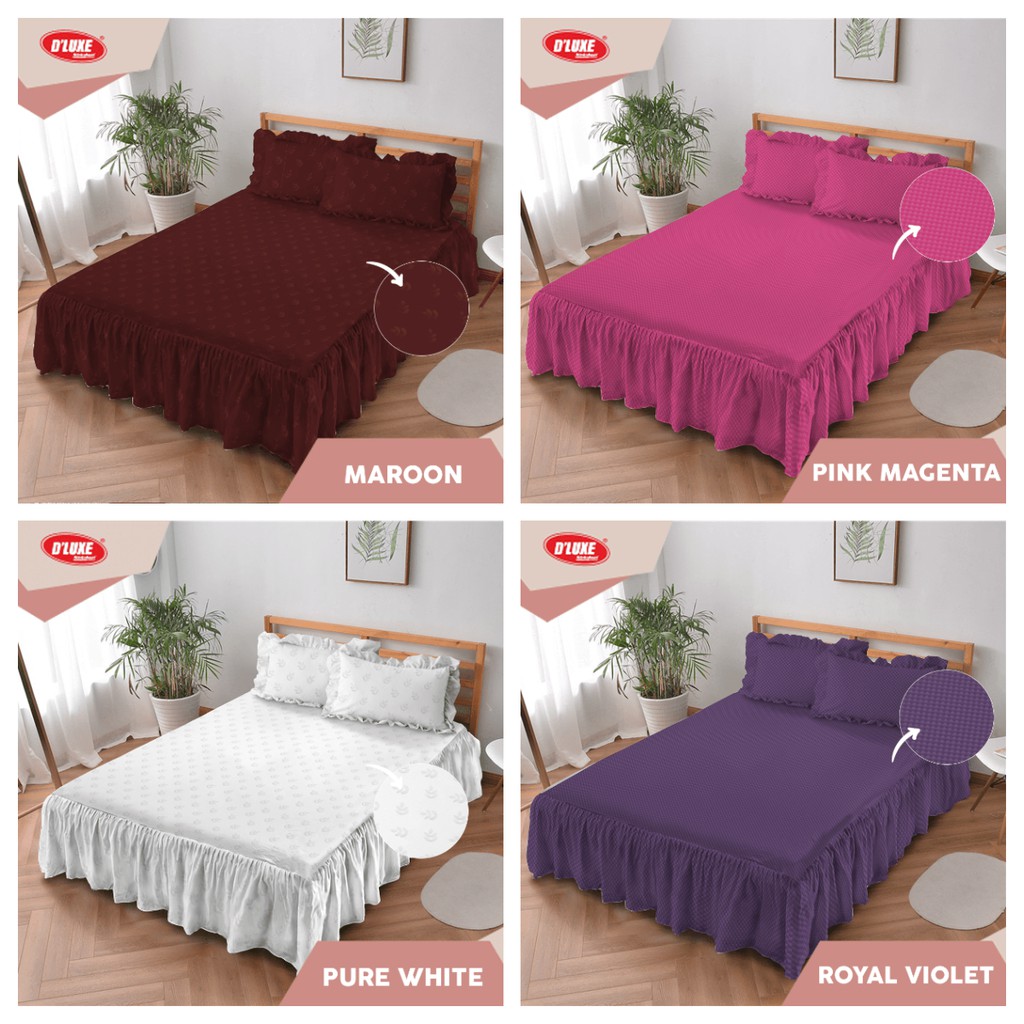 SC - Seprei Rumbai Polos Kintakun 180x200x37 - Maroon/Pink Magenta/Pure White/Royal Violet