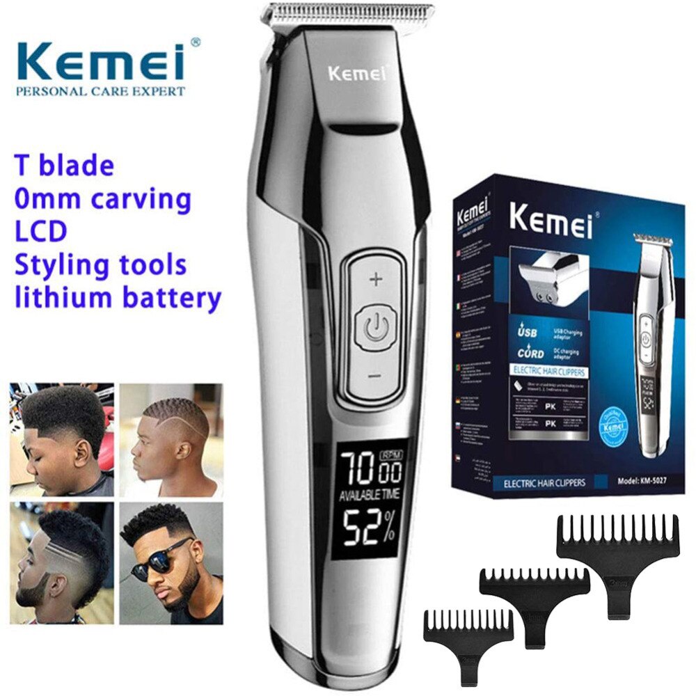 KEMEI KM 5027 Mesin Cukur Rambut - Hair Clipper Detailer Electric LCD Display KM-5027