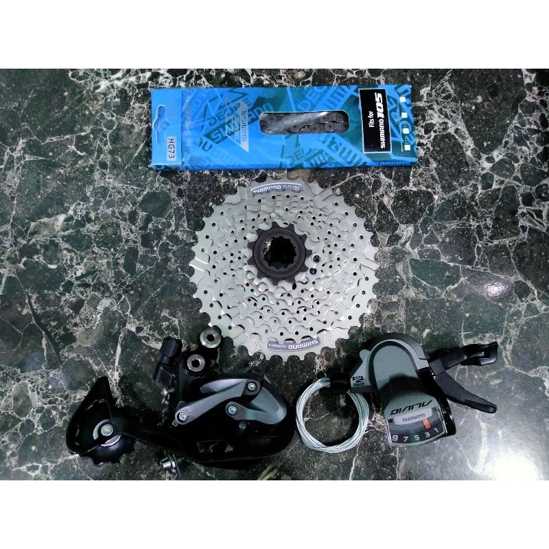 Groupset grupset 9 Speed Shimano Alivio M4000 Murah Meriah Cassette Ulir Freewheel Original