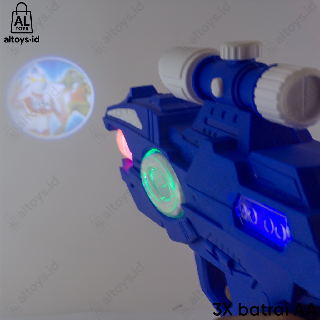 Mainan Pistol Laser Proyektor Dino Lampu dan Sound Effect Space Guns