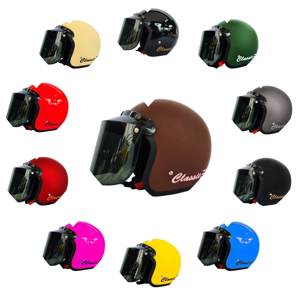 Helm Bogo Retro Dewasa Pria Wanita Polos Klasik SNI Motor-1