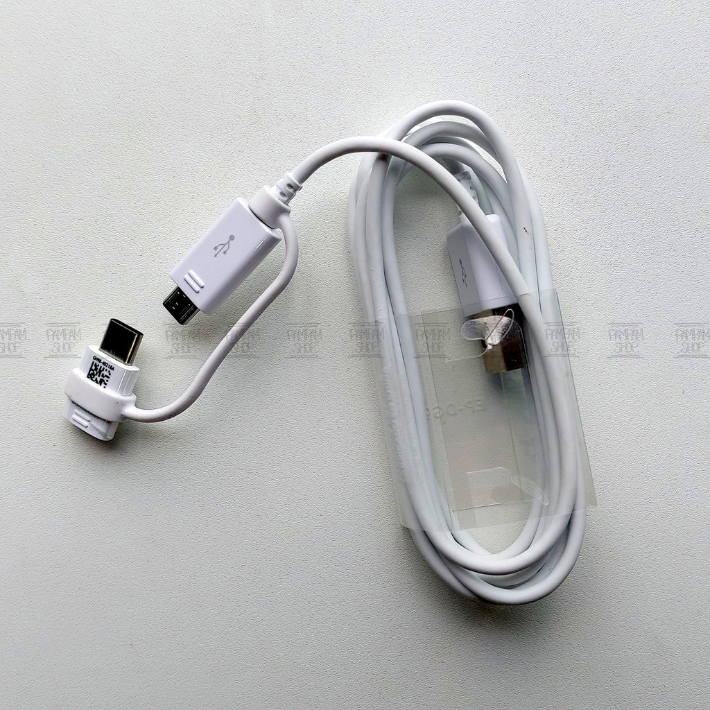 Kabel Data Samsung Combo 2 in 1 Micro USB to Type C Adaptive Fast Charging Note 4 5 8 S7 S8 S9