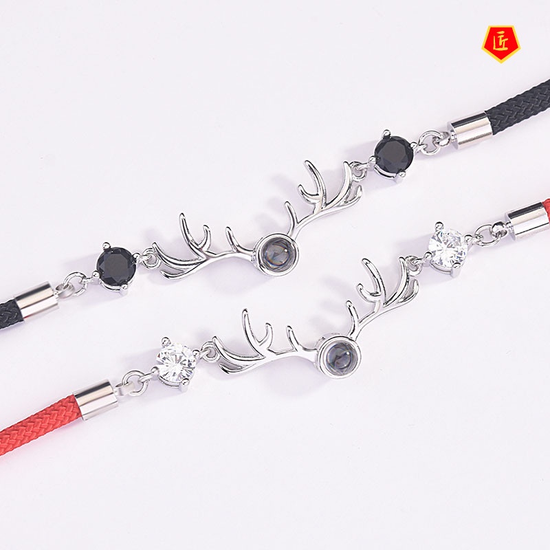 [Ready Stock]Korean Style Simple Red Rope Small Antlers Bracelet