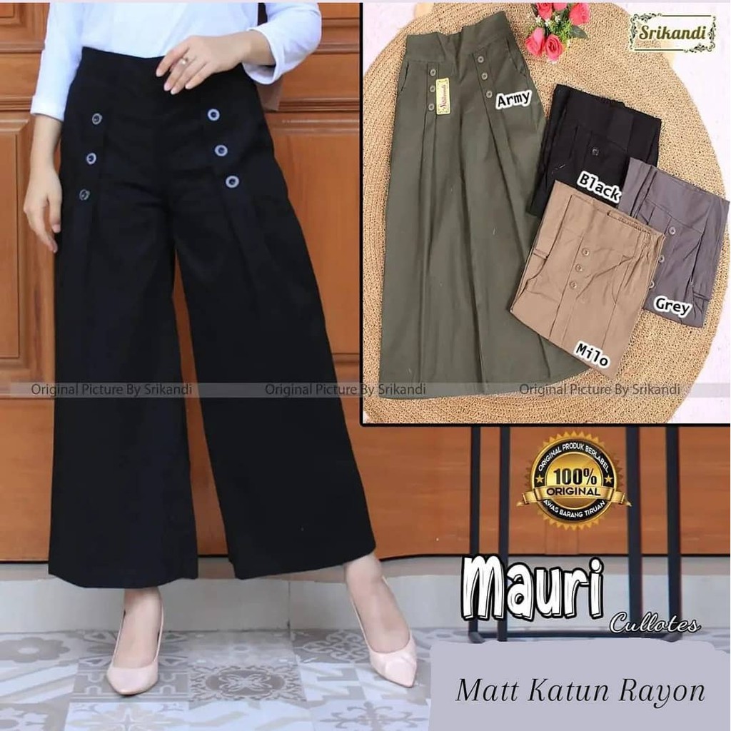 CELANA WANITA MAURI KULOT PANTS BL KATUN STREACH PC 93 CM LP 72 - 100 CM PINGGANG KARET CELANA WANITA KEKINIAN KOREAN STYLE / CELANA KULOT WANITA / PANTS WANITA JUMBO  / CELANA JUMBO WANITA