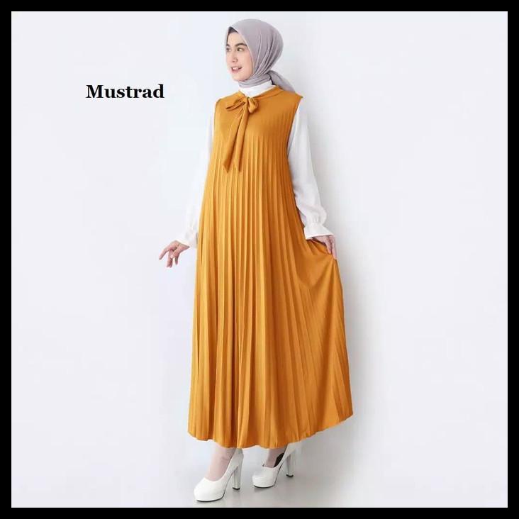 Terbaru Baju Gamis Wanita Plisket Maxy Lengan Buntung / Tanpa Lengan Kensi - Dark Grey