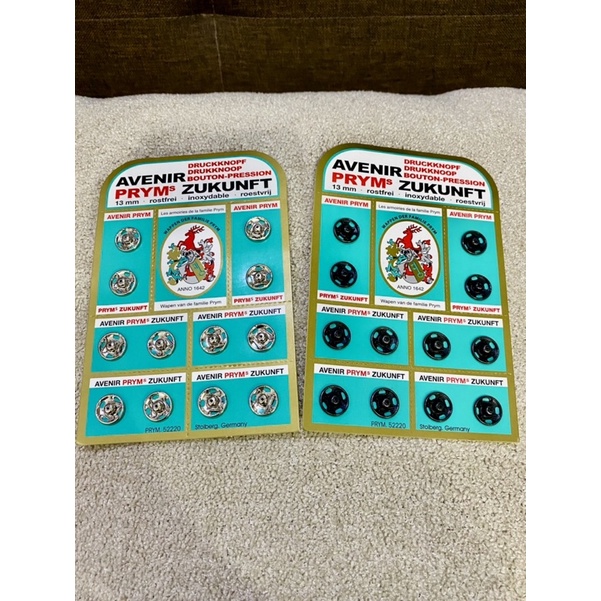 Kancing Jepret Silver / Kancing Jepret Hitam / Kancing Cetet 11 mm Avenir Prym - Lembar (isi 36 pcs) KANCING CETET 13 mm Avenir Prym - Lembar (isi 12 pcs)