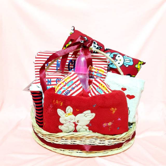 Parcel lahiran bayi warna merah / hampers bayi warna merah / parsel bayi 199 s1