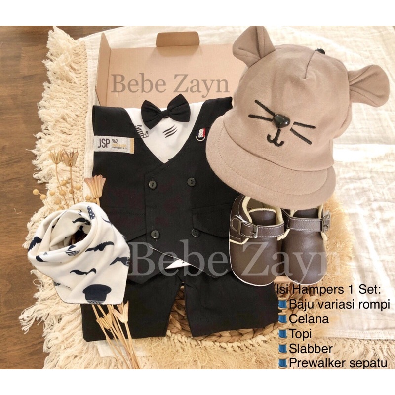{BEBE ZAYN} Hampers baby/ hampers bayi/ baby gift/ kado bayi/ baby newborn/ Baby Boy/ Baby Boy Set-Tuxedo Explore Black
