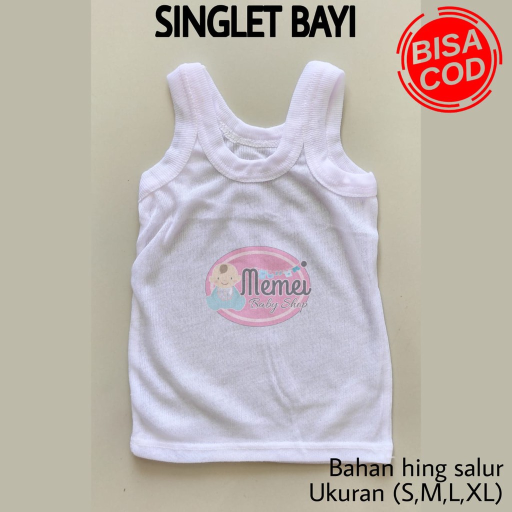 Singlet bayi PUTIH kaos dalam bayi S / M / L / XL perlengkapan bayi lahir